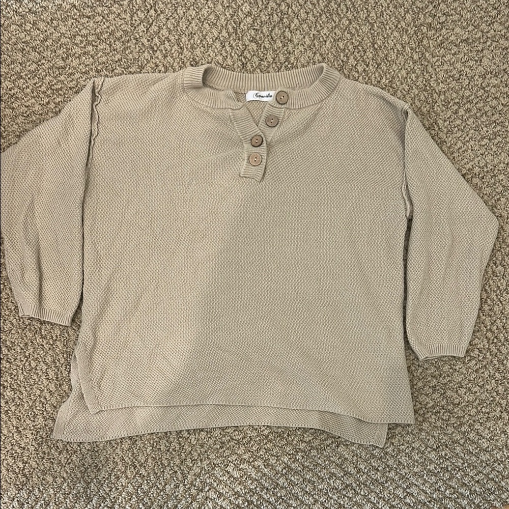 Caramel Tan Sweater Relaxed Fit Knit Pullover